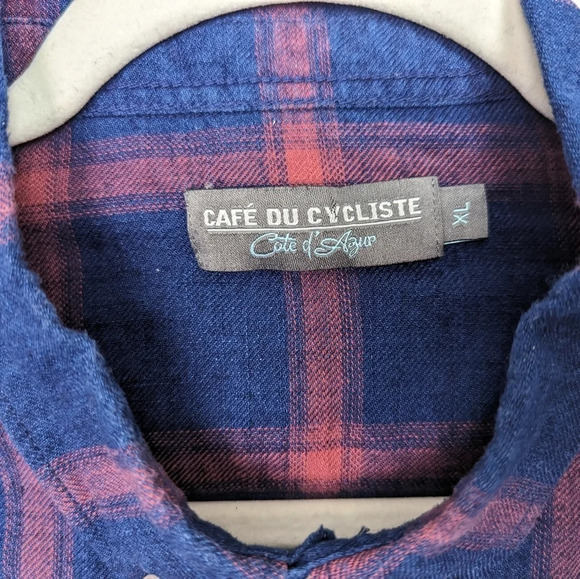 CAFÉ DU CYCLISTE Cote d'Azur Amanda Men XL Cotton Button Up Shirt Flannel Plaid - Picture 13 of 16